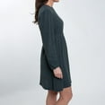 thumbnail image 5 of Elsie & Zoey Kyle Smokey Teal Ribbed Knit Bishop Sleeve Belted Dress for Women, 5 of 5