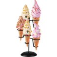 thumbnail image 1 of Soporte para conos de helado de hierro negro con base, 5 orificios para exhibir conos de nieve, rollos de mano para sushi, palomitas de maíz, dulces, papas fritas, 1 of 5