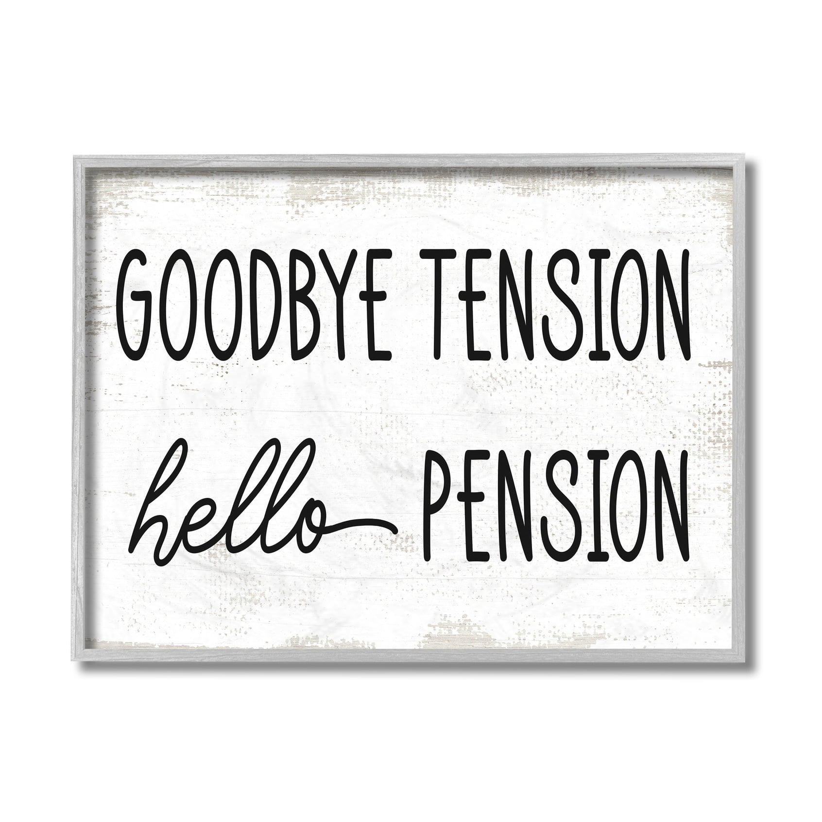 Stupell Goodbye Tension Hello Pension Phrase Work Retirement Framed Wall Art 24 x 30 Black