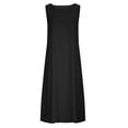 thumbnail image 6 of Aboser Women's Linen Dresses with Pockets for Beach Vacation Trendy Casual Sleeveless Tank Dress Light Weight Crewneck Long Dress Summer Loose Fitted Dresses Black M, 6 of 8