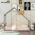 thumbnail image 6 of House Bed Twin Size, Twin House Floor Bed Montessori Bed/Twin Floor Bed Frame, Need Box Spring(Gray), 6 of 9