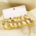 thumbnail image 3 of Conjunto de 3 piezas de pendientes con personalidad de metal dorado europeo y americano, pendientes creativos retro en forma de C, 3 of 4
