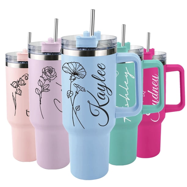 Vaso Elemtansy personalizado de 1,2 litros con mango y pajita de acero inoxidable