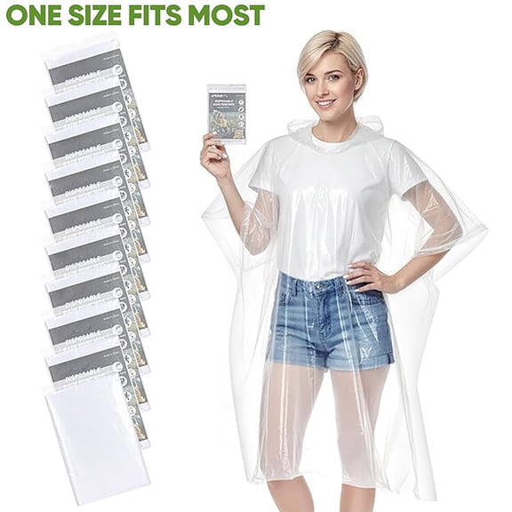 10-Pack Disposable Rain Ponchos for Adults,Β Emergency Rain Poncho for Camping Hiking Travelling