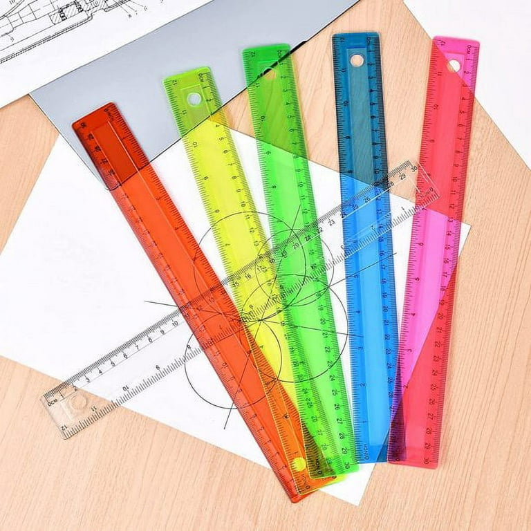 11.8inch Kids Ruler for School, Plastic Rules,Straight Elastic Rules,  Assorted Color 7Pcs