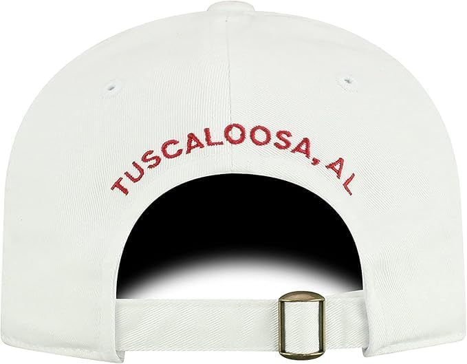 Brand New Collegiate Men's Alabama A White Adjustable Hat, 100% Cotton, Embroidered Logos, Official School Colors, Red