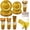 Gold Star, variant on 200 PCS Gold Disposable Party Supplies, Disposable Party Tableware Set with Gold Paper Plates, Paper Cups, Napkins, Plastic Knives, Forks and Spoons (25 Guests)