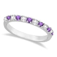 thumbnail image 1 of Diamond and Amethyst Ring Guard Stackable Band 14k White Gold (0.32ct), 1 of 5