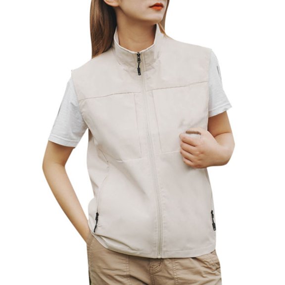 HJYCHN Womens Jacket Outdoor Vest For Spring And Autumn Lightweight Windproof And Stylish Sleeveless Layer With Pockets Winter Coats for Women Beige XXXXXL