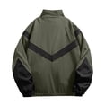 thumbnail image 3 of LODIENY Mens Varsity Jacket Zip Up Color Block Breathable Waterproof Windbreaker Jackets Long Sleeve Stand Neck Relaxed Fit Streetwear Coats with Pockets Army Green L, 3 of 6