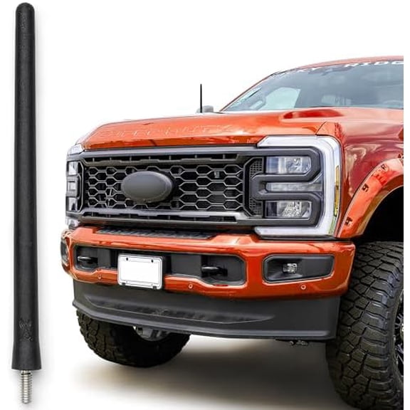 Short Antenna Replacement for Ford F-250 (2017-2026) USA Stainless Steel Threading, Car Wash Proof, Enhanced Reception 6 3/4 Inch Rubber Truck Antenna with Internal Copper Coil
