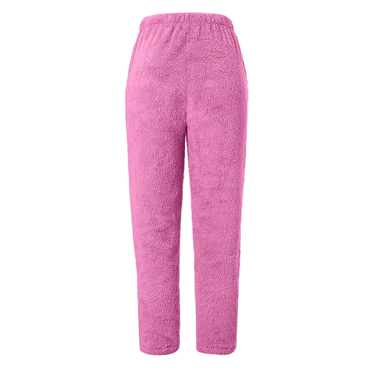 Yyeselk Womens Fleece Sweatpants Sherpa Lined Winter Warm Athletic Jogger  Pants Plush Cozy Thermal Leggings Hot Pink 4X-Large 