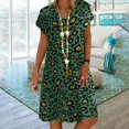thumbnail image 1 of FcBaudy Robe à Manches Courtes Col en V, Robes d'Été pour Femmes, Robes Décontractées Boho Imprimé Léopard Col en V Manches Courtes Robe Ample de Vacances Robe pour Femmes, 1 of 7