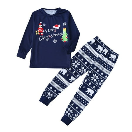 

Christmas Pajamas for Family Parent-Child Outfit Winter Fall 2PCS Cartoon Letter Top+Deer Pants Clothes Pajama Sets