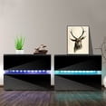 thumbnail image 5 of Hommpa LED Nightstand with 2 Drawers High Gloss Night Stand for Bedroom Black, 5 of 8