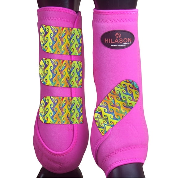 L - Hilason Horse Medicine Sports Boots Rear Hind Leg Pink