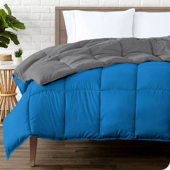 Bare Home Ultra-Soft Reversible Comforter - Goose Down Alternative - King/Cal King, Gray/Medium Blue
