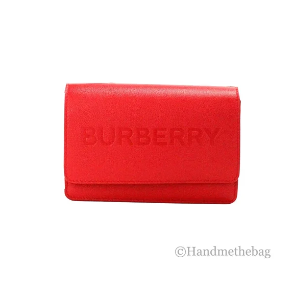 Burberry Burberry Hampshire Small Red Embossed Logo Smooth Leather Crossbody Women's Bag