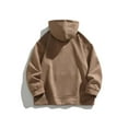 thumbnail image 3 of Handshe Men's Hooded Sweatshirt, Solid Color Simple Vintage Long Sleeve with Pocket, Casual Streetwear for Autumn Daily Wear,Plus Size, 3 of 4