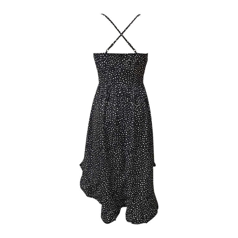 Blmnix Mini Holiday Dresses for Women 2026 High-Low Waisted Boho Dresses  Sleeveless V-Neck Black Winter Dress,M