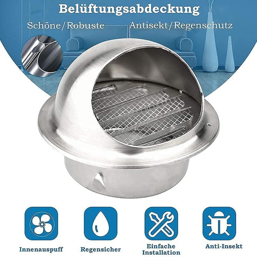 Sufanic Stainless Steel Round Brushed Bull Nosed External Extractor Wall Vent Outlet 80mm