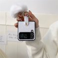 thumbnail image 4 of SaniMore for Samsung Galaxy Z Flip 3 Folding Plush Case, Rugged PC Case for Samsung Z Flip 3 Cover with Plush Ball Ring Holder Full Body Protective Case Ladies Women Girls, White, 4 of 8