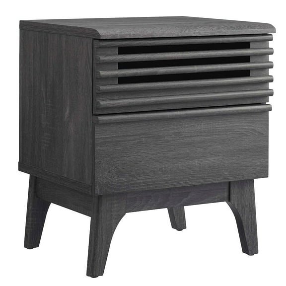 Modway Render Modern Particleboard Wood Nightstand in Charcoal Finish