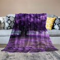 thumbnail image 2 of Fenyluxe Purple Flowers Flannel Throw Blanket for Couch Sofa Bed Office Travel Camping - All Seasons Soft Plush Blankets 50x60in, 2 of 6