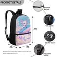 thumbnail image 4 of Jeiento Axolotl 17 Inch Kids Backpack Set of 5 Cute Lightweight Breathable Girls School Bag with Lunch Bag, Pencil Case and Bookmarks for 9-12 Years Old, 4 of 8