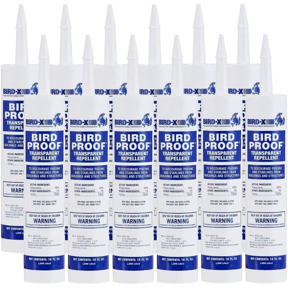 BIRD-X INC 12-pack Bird-X Bird-Proof Bird Repellent Gel - Gel Formula, Indoor/Outdoor Use - 12 Pack, 10 Oz — Residential Use, Standard Application