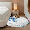thumbnail image 3 of Retro Oceans Round Living Room Rugs 6 ft, Watercolor Light Blue Octopus Starfish Seaweed Washable Area Rug with Non-Slip Sturdy Edge Binding Round Carpet for Kitchen Office Bedroom, 3 of 9