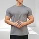 thumbnail image 1 of Blusas y camisas de manga corta y cuello redondo para hombre. Blusas casuales de verano para hombre, de manga corta, de color liso, con cuello redondo, para fitness. Blusas de poliéster para hombre., 1 of 5
