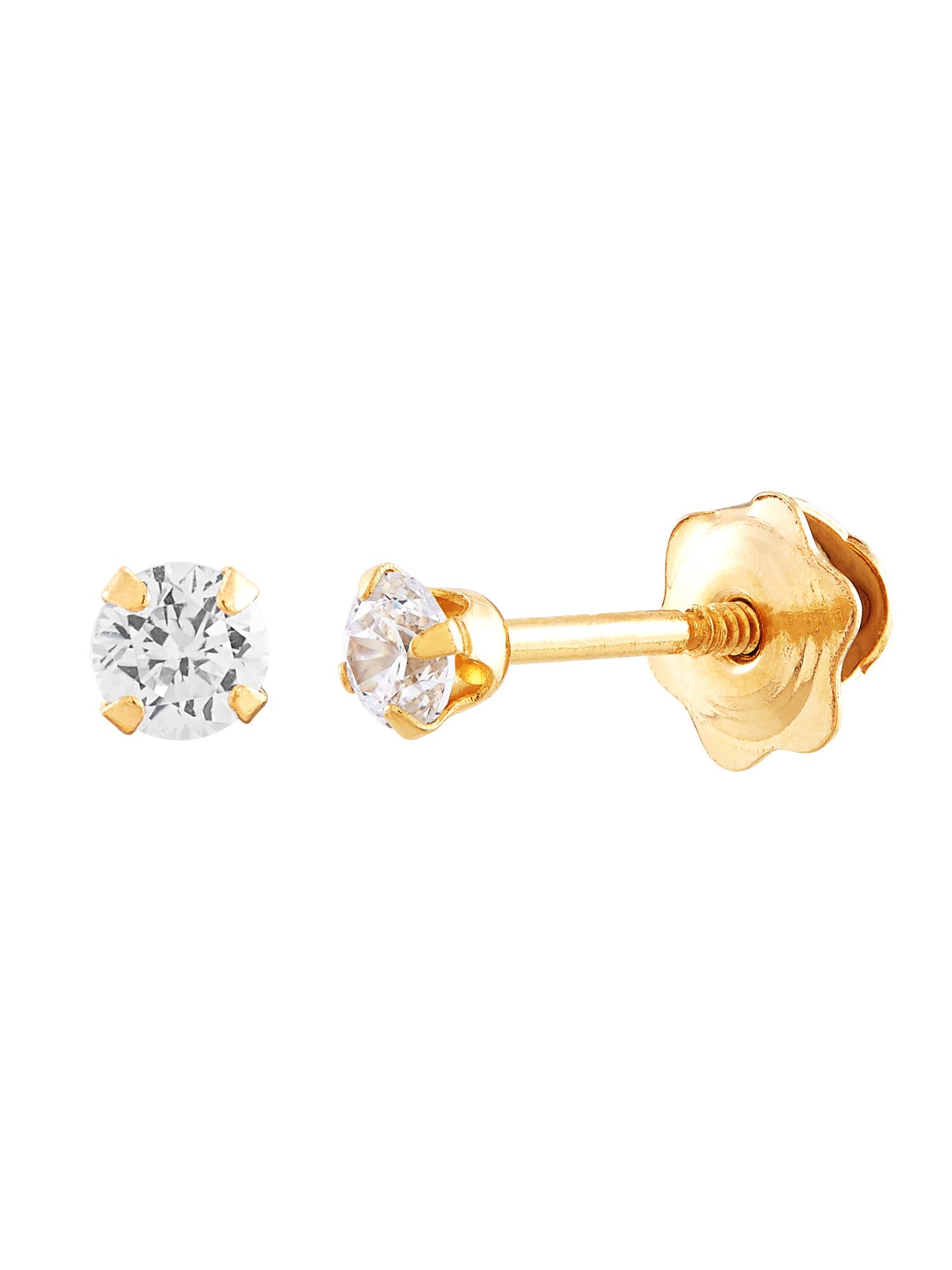 Brilliance Fine Jewelry Hoop with CZ and CZ Studs 10K Yellow Gold Set Earrings - image 3 of 8