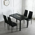 thumbnail image 4 of Ktaxon Modern Dining Table Set for 4, Black Glass Dining Table Set with 4 PU Upholstered Chairs, Rectangle Dining Table with Chairs for Kitchen Breakfast, 4 of 6