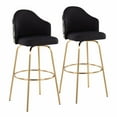thumbnail image 2 of Ahoy Contemporary Fixed-Height Bar Stool With Black Metal Legs And Round Gold Metal Footrest With Black Fabric Seat -, 2 of 7