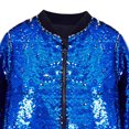 thumbnail image 3 of OGLCCG Girls Sequin Jacket Sparkly Glitter Bomber Jacket Kids Fashion Zipper Bright Colors Coat Long Sleeve Jackets,Size 2,Blue, 3 of 5