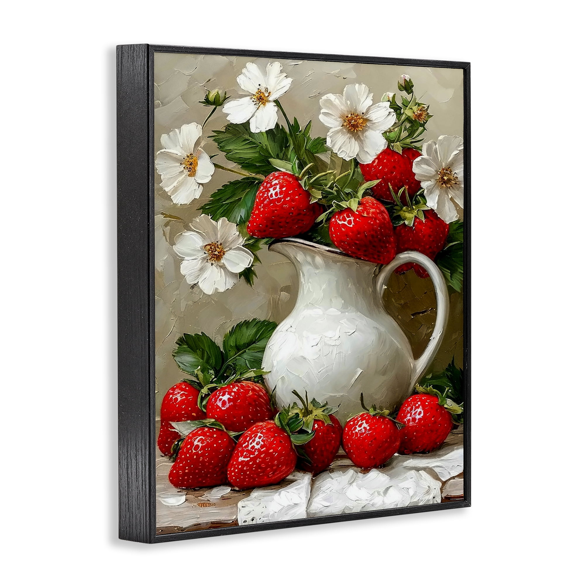 Painterly Strawberries Still Life Black Framed Giclee Art, design by Lettered and Lined