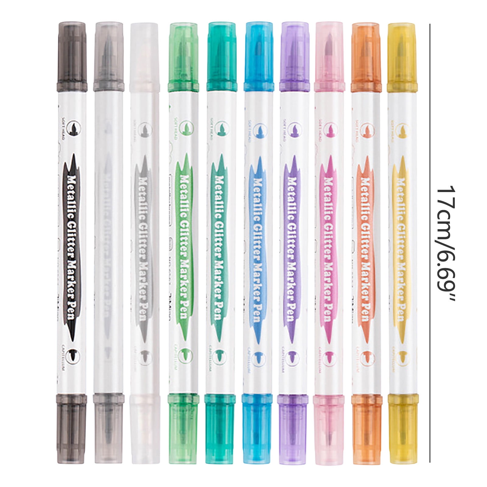 Cadorn 2 - in - 1 Pearl Metallic Marker Pens - Soft - Tip Paint Markers for DIY Album, Black Cardstock, Signature & Flash Drawing (5ml)