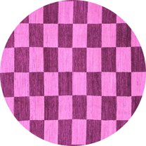 Ahgly Company Indoor Round Checkered Purple Modern Area Rugs, 4' Round