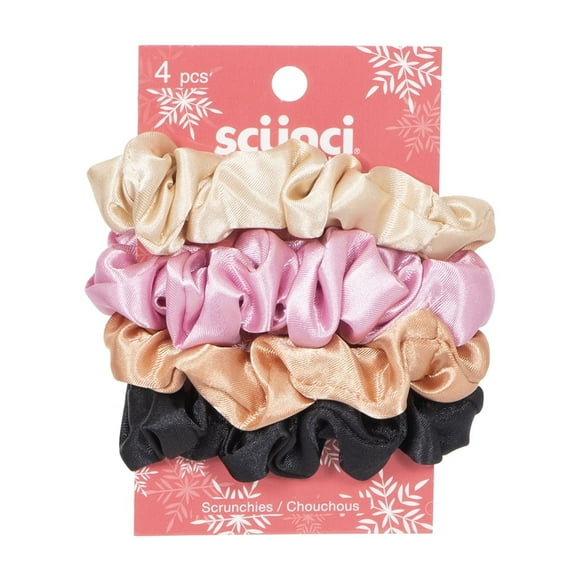 Scunci 4 Piece Holiday Satin Scrunchies - Gift Set