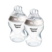 Tommee Tippee Natural Start Baby Bottles, 0 months+, Pack of 2, 9oz Baby Bottles, Slow Flow Breast-like Nipple for Natural Latch