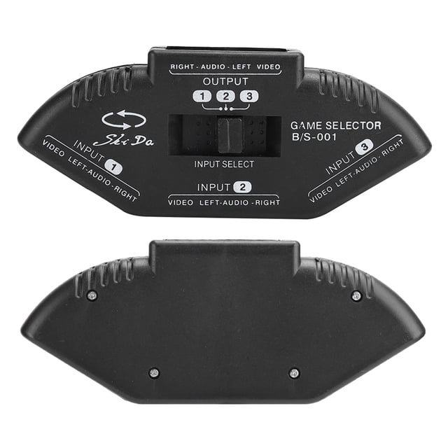 Interruptor Divisor De Audio Y Vídeo 3 En 1 Con Cable Av Negro Para Dvd Vcd Vcr Tv Juego De Televisión