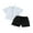 White, variant on SUNSIOM Kids Boys Summer Outfits Solid Color Crew Neck Buttons Short Sleeve Tops and Elastic Waist Stripe Shorts 2Pcs Clothes Set