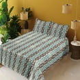 thumbnail image 2 of Ambesonne Retro Fitted & Flat Sheet with Sham 3 Pcs Set, Semicircle and Square Shapes, Twin XL, Cadet Blue Champagne, 2 of 5