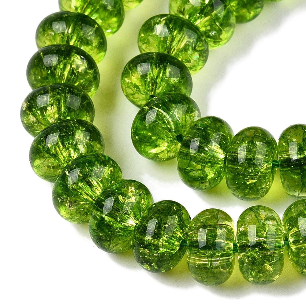 5 strand Baking Paint Transparent Glass Beads Strands Imitation Quartz Rondelle Olive Drab 10x6mm Hole: 1.2mm 65pcs/strand 14.96 inch(38cm)