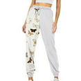 thumbnail image 2 of Womens High Waisted Sweatpants Summer Printed Lounge Pants Casual Comfy Drawstring Sport Running Pants with Pockets, 2 of 6