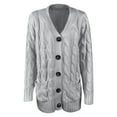 thumbnail image 2 of Women's Knit Cardigans Loose Fit Long Sleeve Button Pocket Sweaters Coat Pullover Warm Soft Casual Fall Winter Fashion Gift | CSEONE,Gray XL, 2 of 6