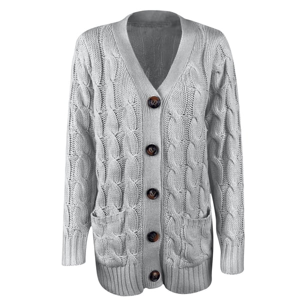 Chaquetas y abrigos casuales con capucha sin mangas para mujer, cárdigans de punto de color liso, suéteres holgados de manga larga con bolsillos y botones, abrigo, blusa de poliéster para mujer