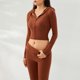 thumbnail image 5 of Blusas + Pantalones Largos Y2K Knit Crop Tops + Pantalones largos 2 piezas Mujer Cremallera Sport Fitness Outfit (Marrón M) Ygjytge para Mujer Marrón T M, 5 of 6