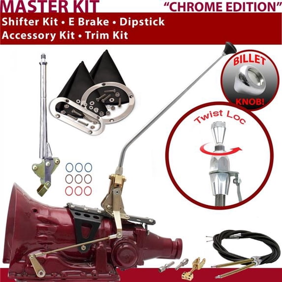 American Shifter PG Shifter Kit Chrome 16 in. E Brake Cable Trim Kit Dipstick for F34E9